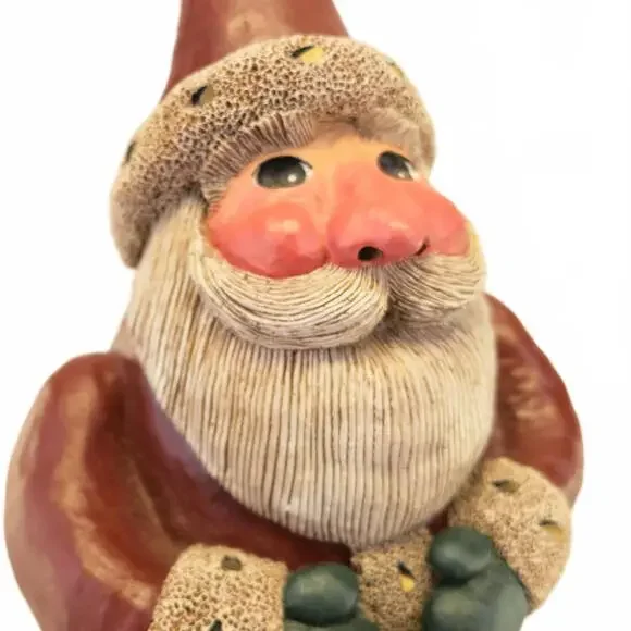 Vintage Gail Laura Folk Art Santa Figure Round Bottom 8”